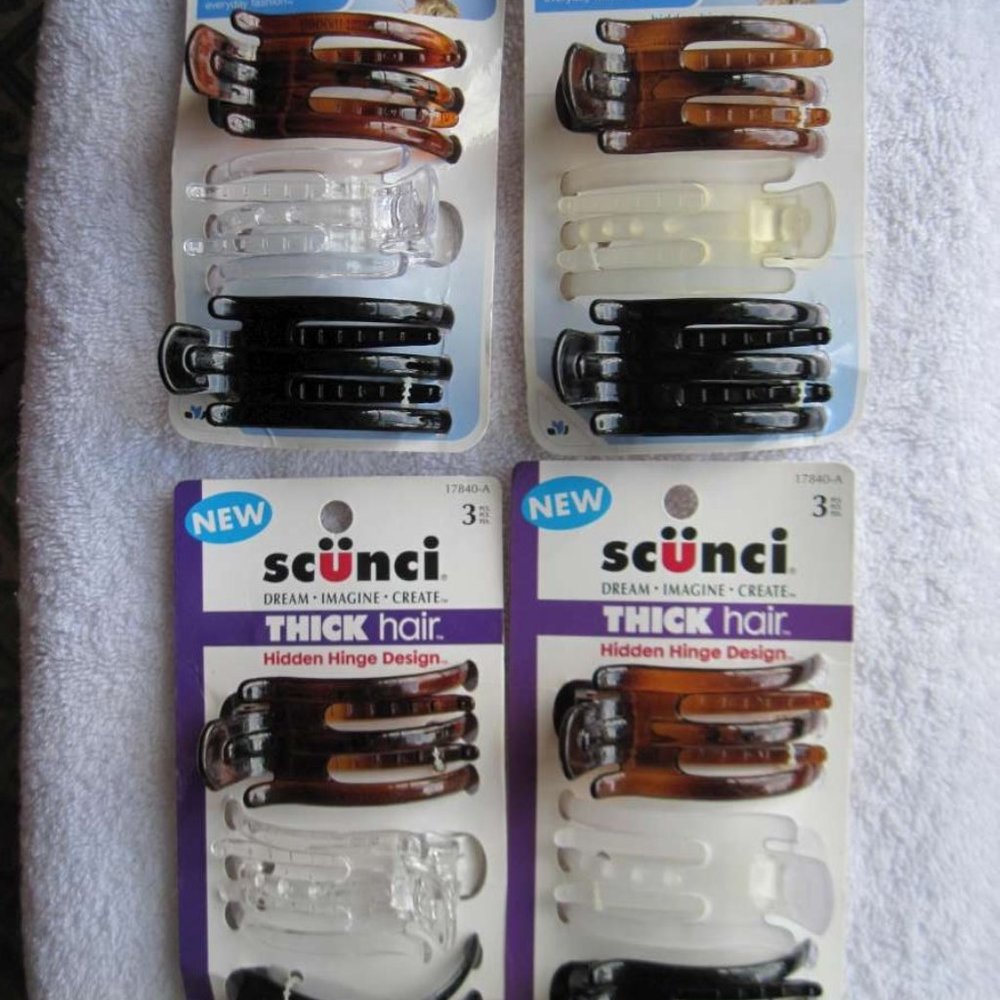 3 Scunci Thick Hair Hidden Hinge Secure Hold Jaw Claw Clips Glossy Frosted Matte